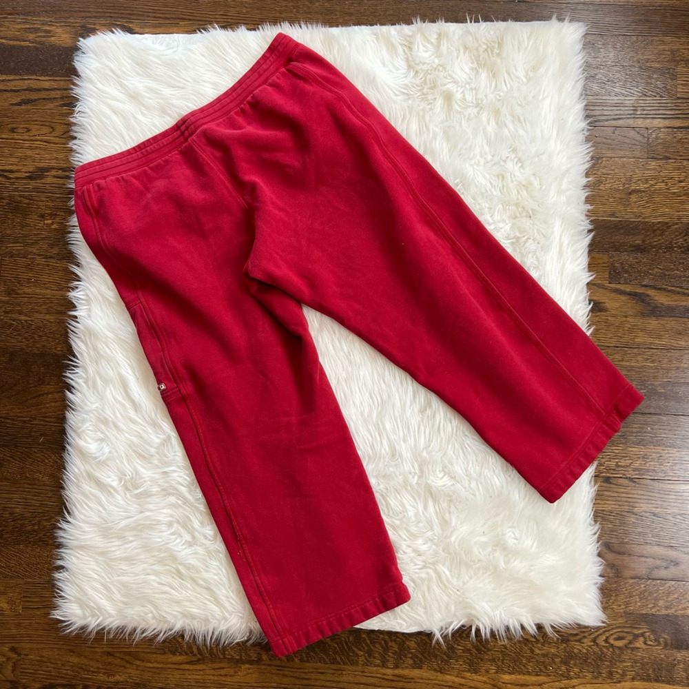 Speedo Womens Cropped Sweatpants Red Mid Rise Pockets Drawstring L